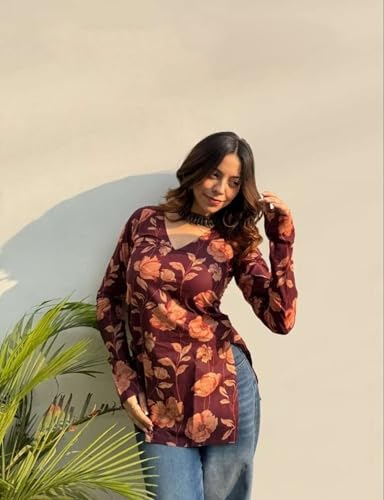 Image of ANNI Designer Cotton Short Kurti for Women | Stylish Kurti | Short Kurti Top | Casual Kurta for Women | Comfortable Cotton Kurtis for Womens