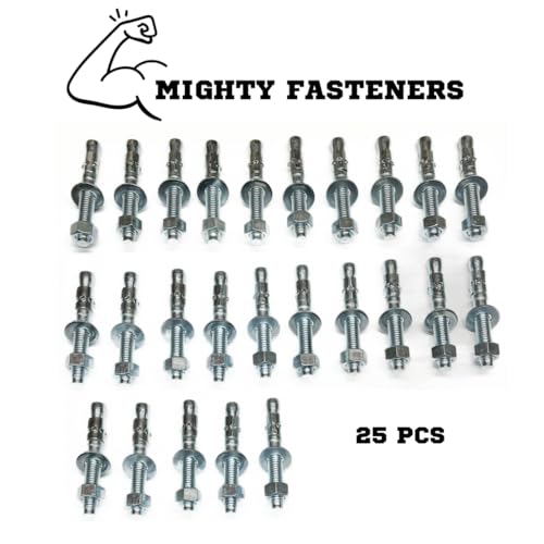 zinc-plated steel wedge anchors 1234 x 2-3434 - heavy-duty mounting bolts for concrete - 25 pack