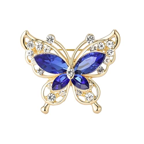 Image of coadipress Butterfly Brooch Pins Chic Romantic Elegant Rhinestone Crystal Insect Brooch Pin Women Corsage Scarf Shawl Clothing Accessories Wedding Party Banquet