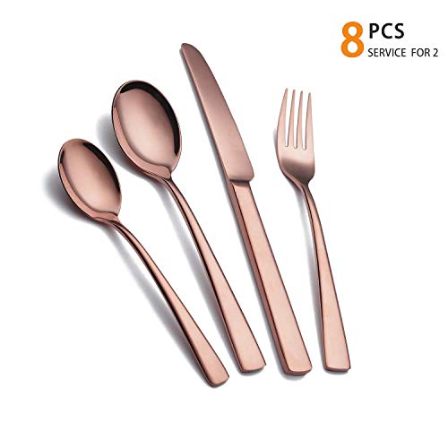 Silverware Flatware Cutlery Set, Towond 8-Piece Stainless Steel Utensils for 2, Include Knife/Fork/Spoon