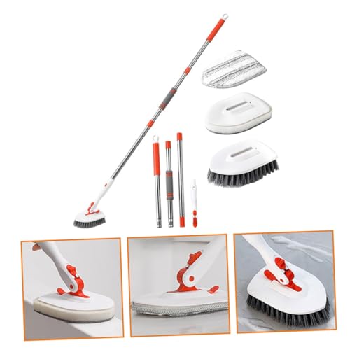 Brosse dure pour carrelage et joints avec manche télescopique réglable
