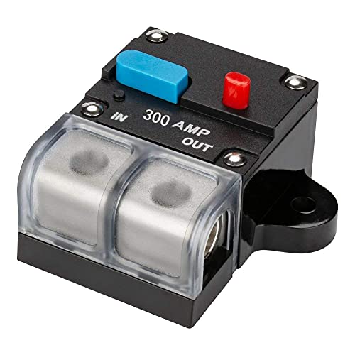 Fuse Holders Inverter Circuit Breaker Car Audio Solar Energy Inline Circuit Breaker Fuse Inverter With Waterproof Cover for Motor Auto Car Marine Boat (300A)