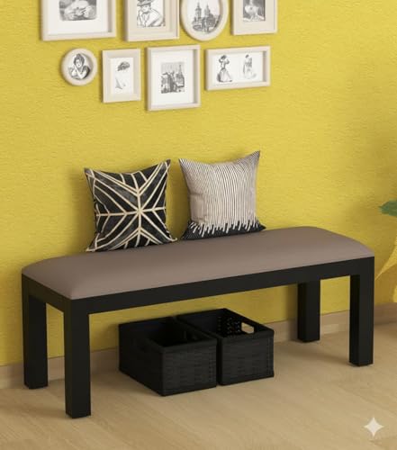 Image of Dining Table Bench Dining Room Living Room | for Seating 2 Person Wooden Bench Home Furniture (Valvet) Walnut