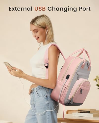 Image of LOVEVOOK Laptop Backpack for Women, Travel Backpacks Work Anti-Theft Bag, Backpack Purse, Conputer bags with USB, Waterproof