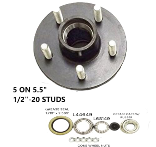 AJANTA INDUSTRIAL 5 Lug Trailer Idler Hub Kit 5 on 5.5 for 3500 lbs Axle 5x5.5
