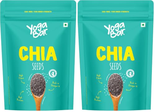 Image of Yogabar Roasted Chia Seeds Grade - Black Calcium, Iron & Zinc - Diet Food Healthy Snacks 250g (Pack of 2)
