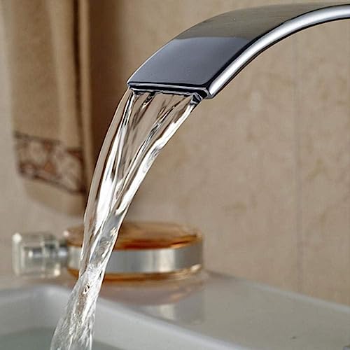 Grifo de latón cromado con caño cascada rectangular para lavabos de diseño exclusivo 4