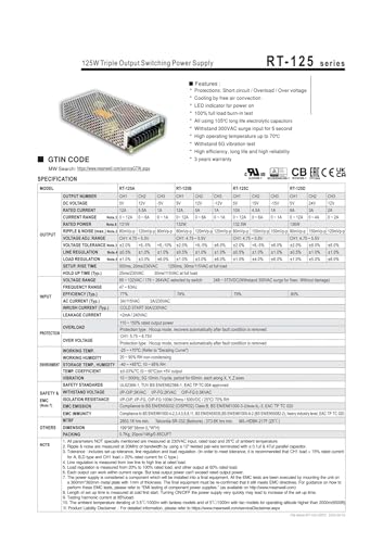 Alimentation RT-125C triphasée 125W à découpage triple sortie 5V 15V - 3