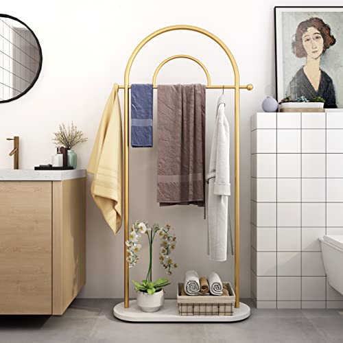 Gold Coat Rack Modern And Simple Coat Racks Marble Base Metal Bracket, For Entryway Hallway Office Or Bedroom Home Coat Hanger Stand, Coat Hanger Hat Hanger, Scarf Hanger, Jacket Hanger Golden #TOP3