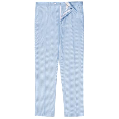 Men's Seersucker Pants Slim Fit Pants Casual Work Long Pants Wedding Parties Stripe Dress Pants4