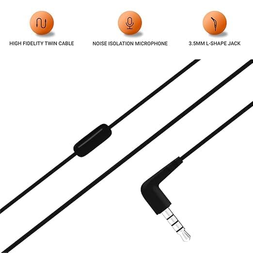 Image of JBL T50HI, Premium in Ear Wired Earphones with Mic, Signature Sound, One Button Multi-Function Remote, Premium Finish, Angled Earbuds for Comfort fit (Black)