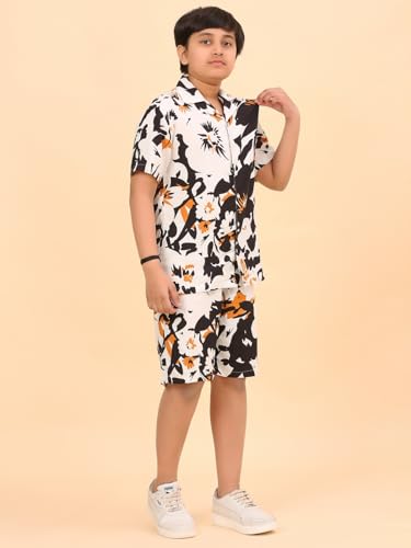 Image of Ninos Dreams Boys Cotton Rayon Halfsleeves Coord Set with Shirt & Shorts /Boys Vacation wear /boys co ord set /Boys Tropical print Shirt & Shorts set /Boys Clothing Set