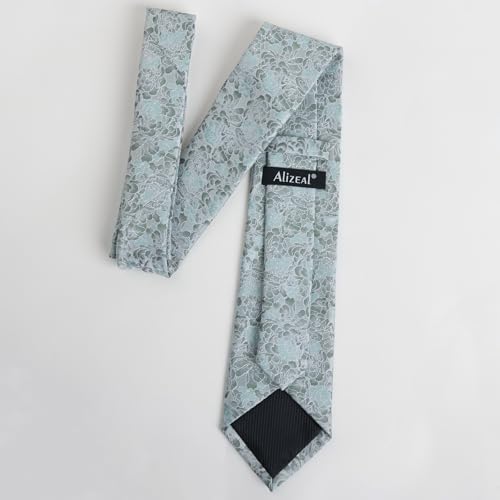 Image of Alizeal Mens 3.15'' Light Color Rustic Tie Handkerchief | with Flower Printed Handkerchief for Wedding Business Daily Wear