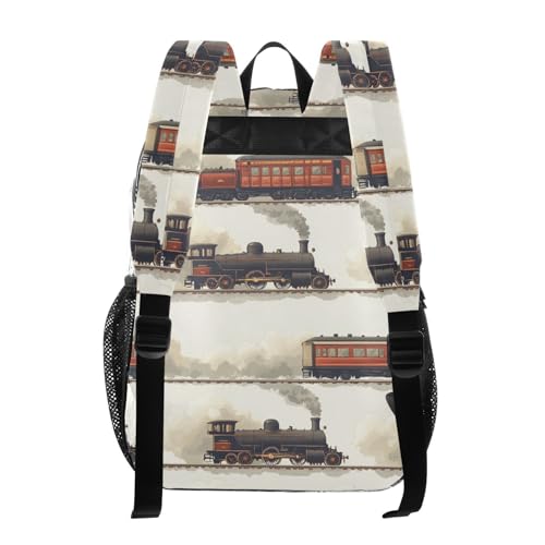 Kids PVC Clear Backpack Steam Train Red Black Heavy Duty Multi-pockets Large Capacity Transparent See Through Bookbag for School Travel Sport Work3