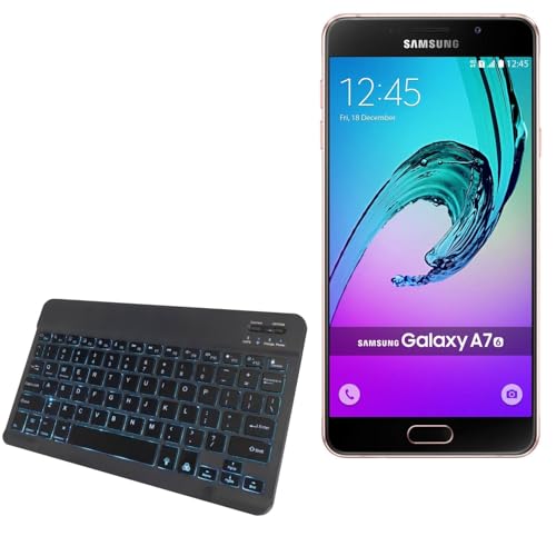 BoxWave Keyboard Compatible with Samsung Galaxy A7 (2016) - SlimKeys Bluetooth Keyboard - with Backlight, Portable Slim LED 7 Colors - Jet Black