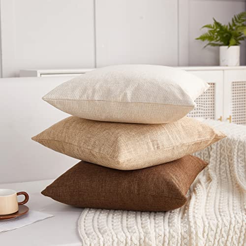 Sunday Praise Heavy Thick Linen Decorative Throw Pillow Covers Solid Square Pillow Cases 18X18 Inches Cushion Covers For Sofa Couch Bed&Car,Pack Of 2 (Light Linen) #TOP4