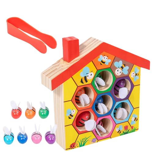 Bee Hive Toy - Juego Educativo de Madera para niños | Aprendiendo Colores | Juegos de Memoria Animales Insectos Diversión Desarrollo Habilidades Motoras Cognitivo Cognitivo Educativo