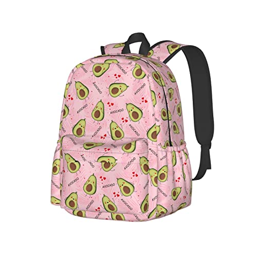 17 inch Backpack Cute Avocado Pink Palm Leaves Laptop Backpack School Bookbag Shoulder Bag Casual Daypack