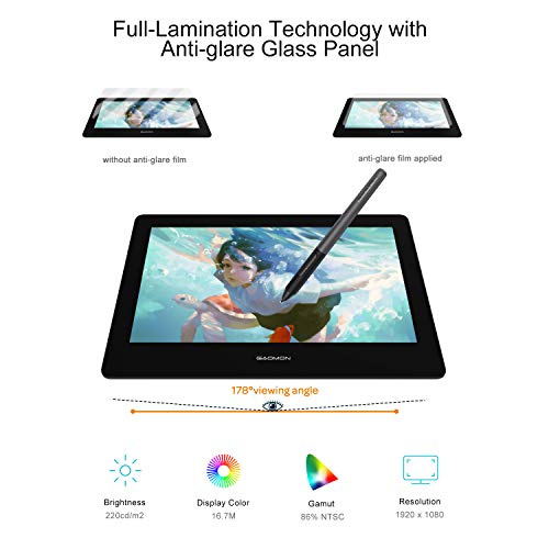 Tablette de dessin compatible Mac Windows GAOMON PD1320 ecran 13,3" - 3