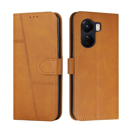 Image of for Vivo Y16 / Vivo Y56 5G / Vivo T2x 5G Flip Cover Leather Finish | Inside TPU with Card Pockets | Wallet Stand | Complete Protection Flip Case
