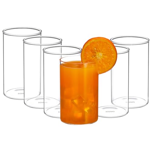 Image of Amazon Brand - Solimo Borosilicate Glass Tumbler - Durable, Toxin-Free, Dishwasher & Microwave Safe, 350ML, Pack of 6