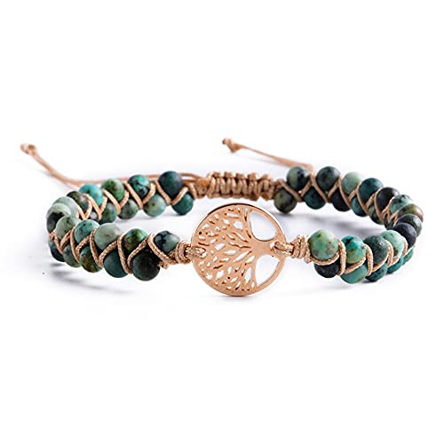 Image of YGLINE Boho Handmade Natural Stone Bead 3 Row Wide Wrap Wrist Statment Bracelet Jewelry Collection