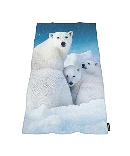 Moslion Comfy Bath Towels Cute Polar Bear Family Blue Sky Soft Bathing/Beach/Camping Towel for Women Men Girls Boys Large Size 64x32 Inches