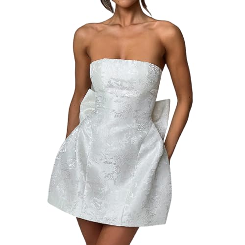 JUMISEE Embroidery Satin Homecoming Dress with Bow Modest Strapless Mini Dresses A Line Short Prom Dress Party Gown3