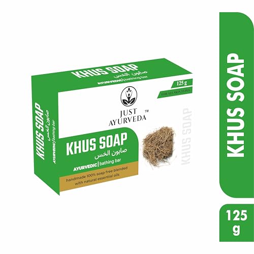 Image of Khus Soap | Ayurvedic Cooling Vetiver Bathing Bar | Handmade with Natural Essential Oils | Refreshing & Gentle Cleansing | Suitable for All Skin Types | Pack of 2 (125g Each)