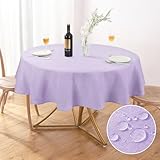 AUSSPVOCT Textured Tablecloth Round 60 Inch Waterproof Spill-Proof Wipeable Table Cloth Wrinkle Free Circle Dining Table Cover for Birthday Farmhouse Outdoor Party Tablecloths up to 44'' Dia Tables