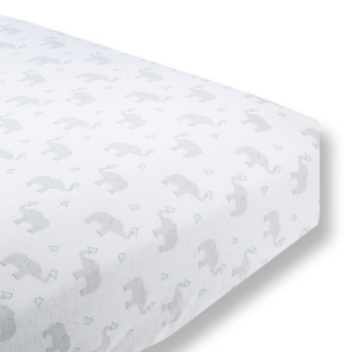 Image of SwaddleDesigns Fitted Crib Sheet/Toddler Sheet, Baby Sleeps Better on Softest Cotton Flannel, Made in USA, Elephant and Pastel Blue Chickies