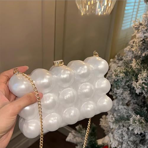 Image of Acrylic Bubble Bag Luxury Marble Clutch Evening Purses for Women Glitter Handbag for Wedding Party Prom