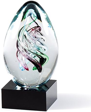 SHOP AWARDS AND GIFTS Customizable 6 Inch Multi-Colored Art Sculptured Glass Award on Black Base, Includes Personalization