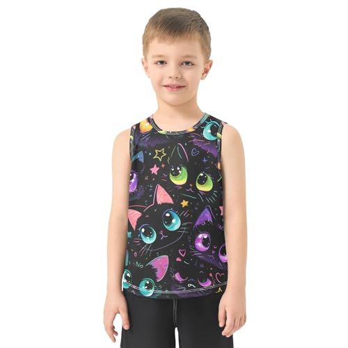Boys' Tank Top Shirt Dark Cat Pattern Sleeveless T-Shirts2