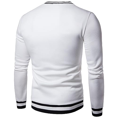 Wankang Men's V Neck Sweatshirt Casual Athletic Jumper Sweater Shirts Fall Long Sleeve Contrast Color Pullover Top for Men2