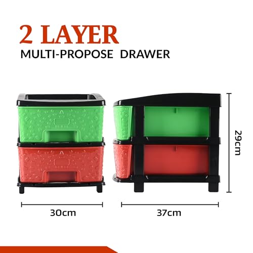 Image of Kuber Industries 2-Layer & 19 Ltr Plastic Drawer Storage Organiser | Modular Kitchen & Toy Organizer For Kids Room | Drawers Storage Organizer Rack | Multicolor