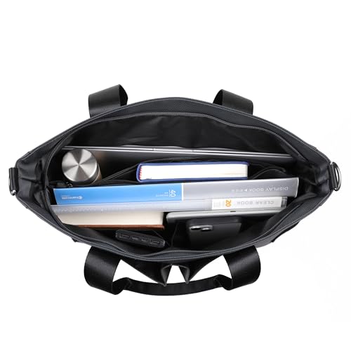 Oxford Canvas Tote Bag for Women,Crossbody Shoulder Bags for Men,Laptop Work Bag,Waterproof Nylon Multi Pocket Handbags for Teacher,Travel,Work,Outdoor,Black3