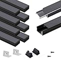 VST 10 Pack 3.3ft/1M LED Aluminum Channel U Shape with Smoke Transparent Clear Cover for Strip Lights Installation,Easy to Cut,Professional Look LED Strip Diffuser Cover Track