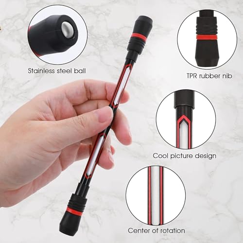 Image of 2Pcs Spinning Pen Mod Set, Rotatable Finger Spinner Rollerball Pens with Non-Slip Weighted Design, Black Ink Writing Pens for Kids, Teens & Students