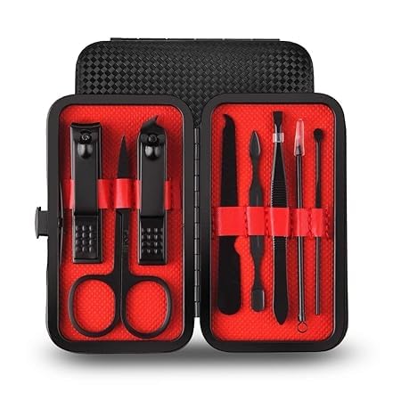 Panjurli 7 in 1 Manicure set Professional Black Stainless Steel Nail Clipper Kit Finger Plier Nails art Pedicure Toe Nail Tools Set (7 in 1 Manicure kit)-image-28