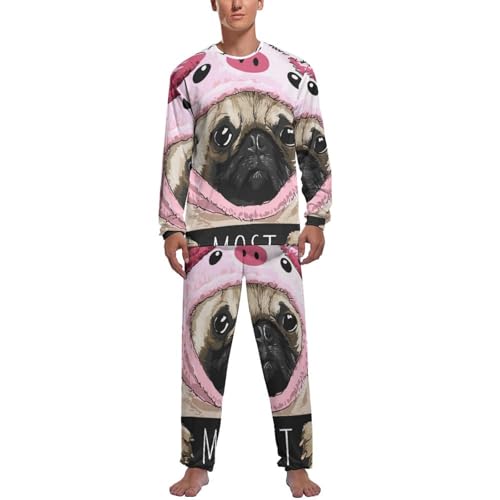 Pyjama homme Carlin ensemble vêtement de nuit avec pantalon et haut manche longue