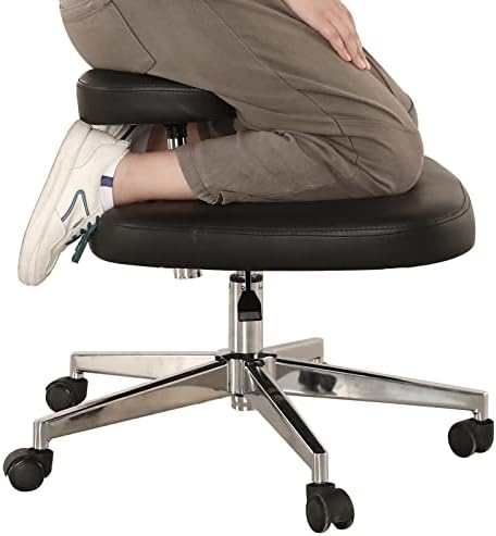 Tcowoy Ergonomic Cross Legged Chair for Office or Home,Kneeling Chair with Adjustable Height for Computer Workers, Yoga Lovers, Meditation Fanatics (Black)