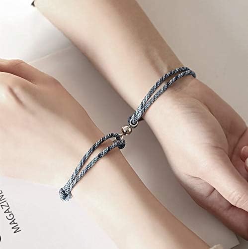Yopicks Magnetic Couples Bracelets, Custom Matching Bracelets Set, Mutual Attraction Rope Braided His and Hers Bracelets Personalized Gift for Lover
