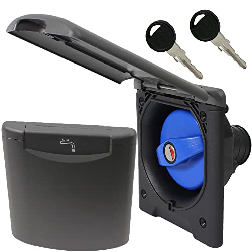 Einfüllstutzen + Tankdeckel Wasser Frischwassertank Wohnwagen Wohnmobil Boot Magnetdeckel 40 mm anthrazit