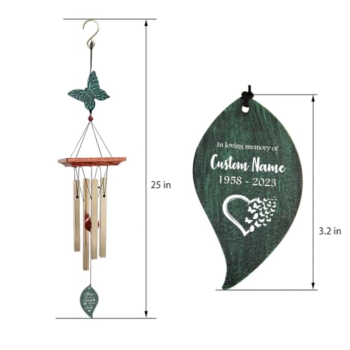 Image of ASTARIN Memorial Custom Wind Chimes for Loss of Loved One, Wind Chimes for Patio Yard Decor, 24'' (Condolences-2)
