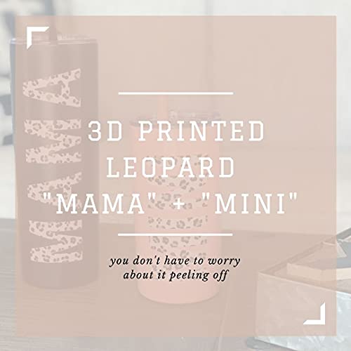 Lucky Love Mama + Mini Stainless Steel Cups For Kids And Adults - 3D Printed Leopard Insulated Tumblers With Lids And Straws Making This Mom Mug And Toddler Straw Cup Spill Proof (Black And Blush) #TOP5