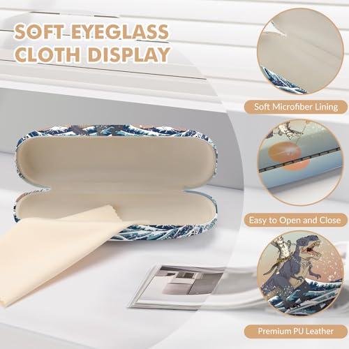 Image of Glasses Case Hard Shell,Portable Protective Eyeglasses Case, Eyeglass Holder Box with Cleaning Cloth,for Women Men