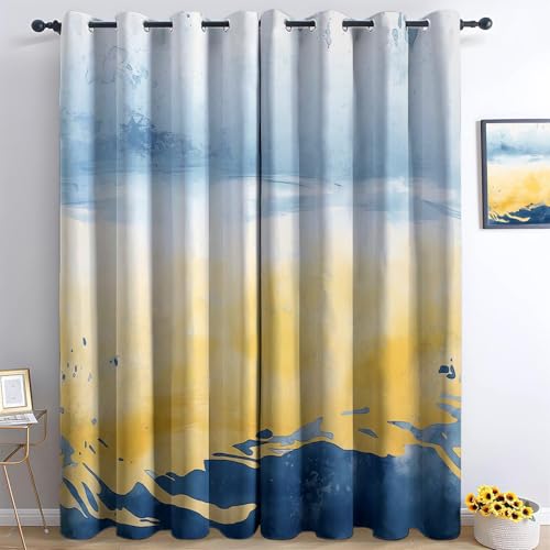 Genérico Cortinas Opacas Pintura Abstracta De Acuarela 110 x 215 cm Termicas Aislantes Frio y Calor Cortinas Salon Dormitorio 2 Piezas Cortinas 100% Blackout con Ojales Cortinas Dobles Opacas
