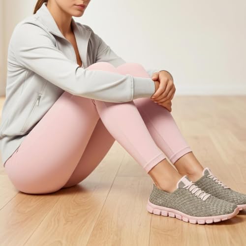 Image of Zee Alexis Women's Danielle Sneakers | Breathable Lightweight Flexible Casual Comfortable Slip-On No-Tie Elastic Laces Woven Shoes