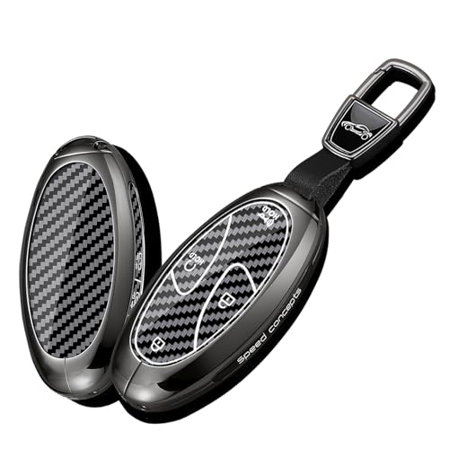 Coque en métal pour clé de voiture Hyundai Kona fibre carbone 7 boutons